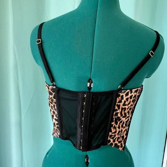 Anthropologie Giselle Lace Bustier Leopard Print Corset Top Sz S - Picture 3 of 9
